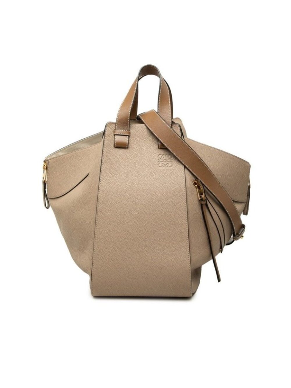 Loewe Anagram Hammock Medium 2-Way Shoulder Bag Beige Leather